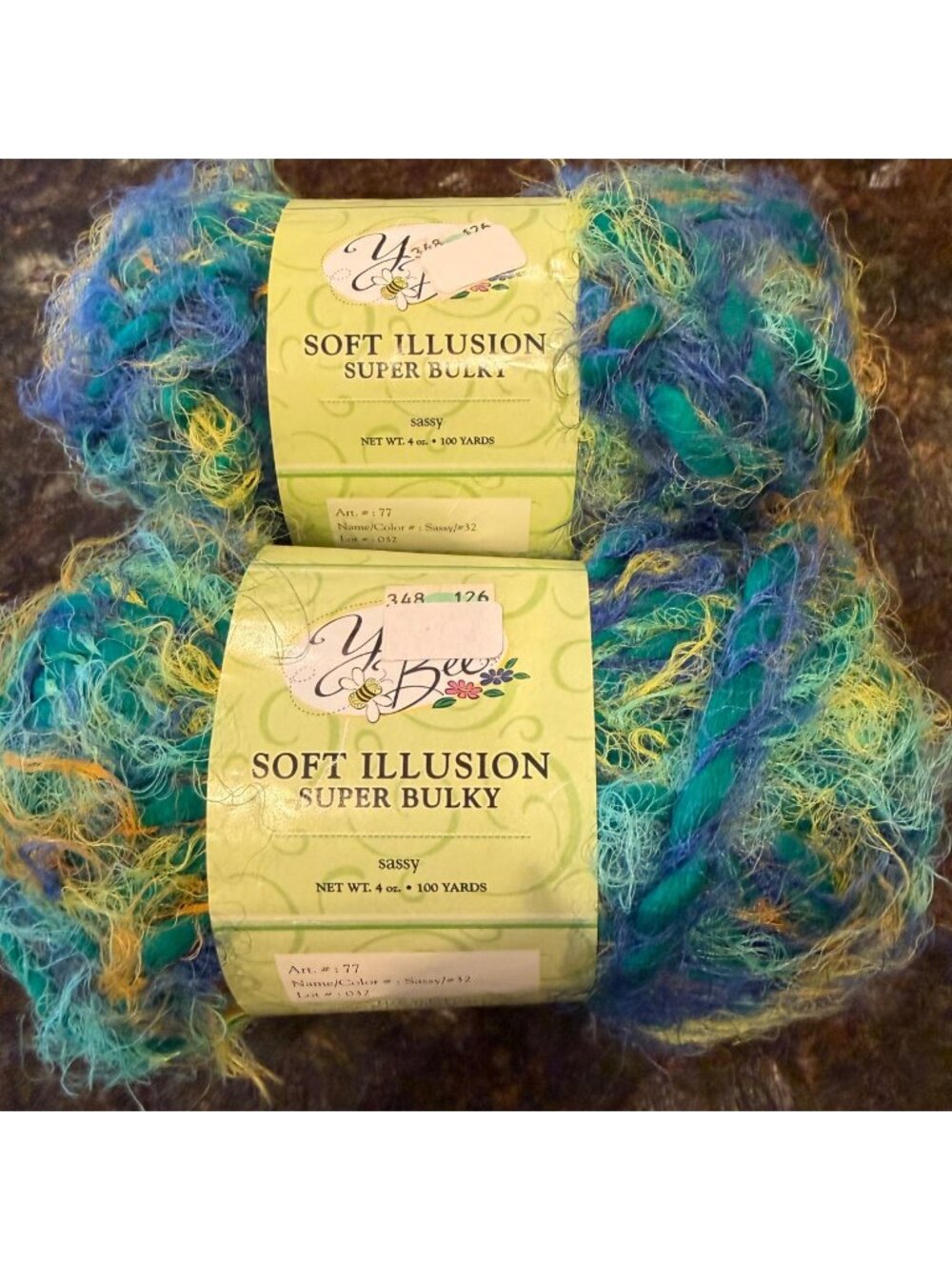 Yarn Bee Yarn Lot of 2 Soft Illusion Sassy Super Bulky 100 Yard Knitting Crochet